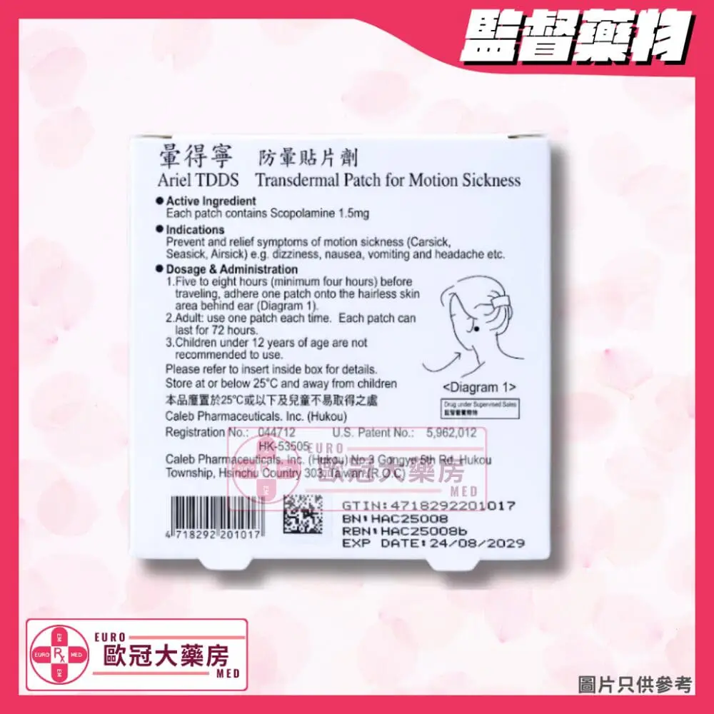 暈得寧 止暈貼 使用說明