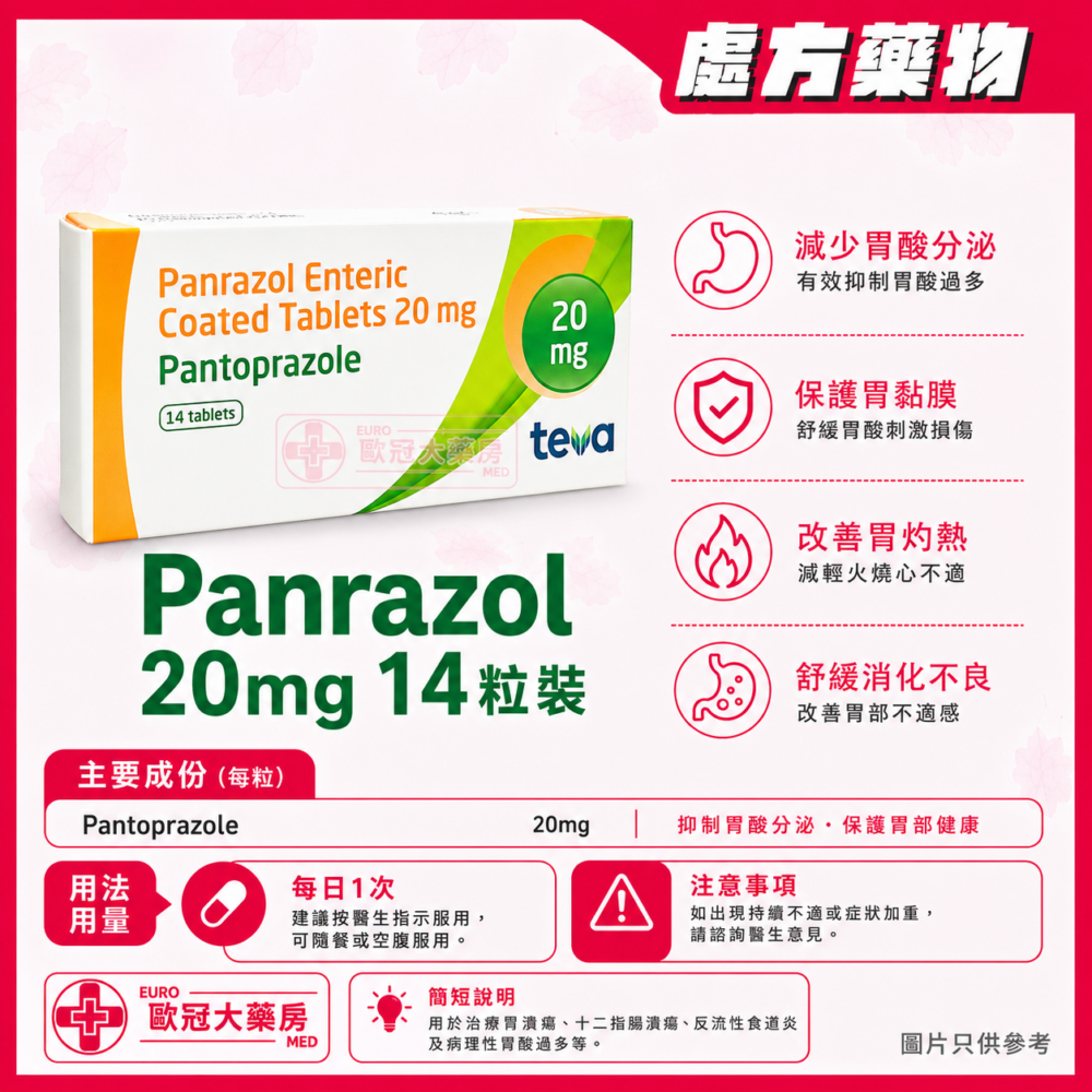 Panrazol Enteric Coated Tablet Pantoprazole 20mg (HK-64263)