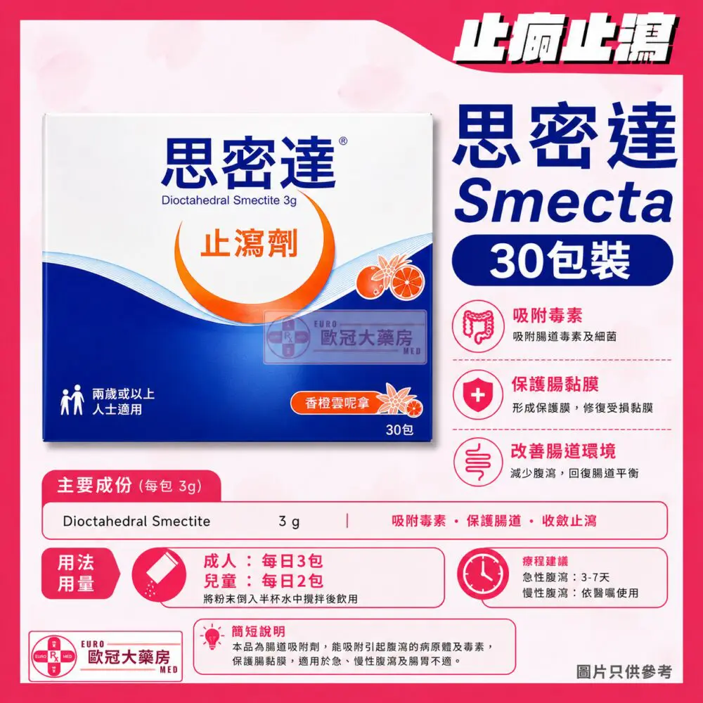bbaddcab-97f6-4381-899b-e340587f5f0c 思密達 蒙脫石散 粉劑 30包裝 Smecta (Diosmectite) Sachet (HK-34268)