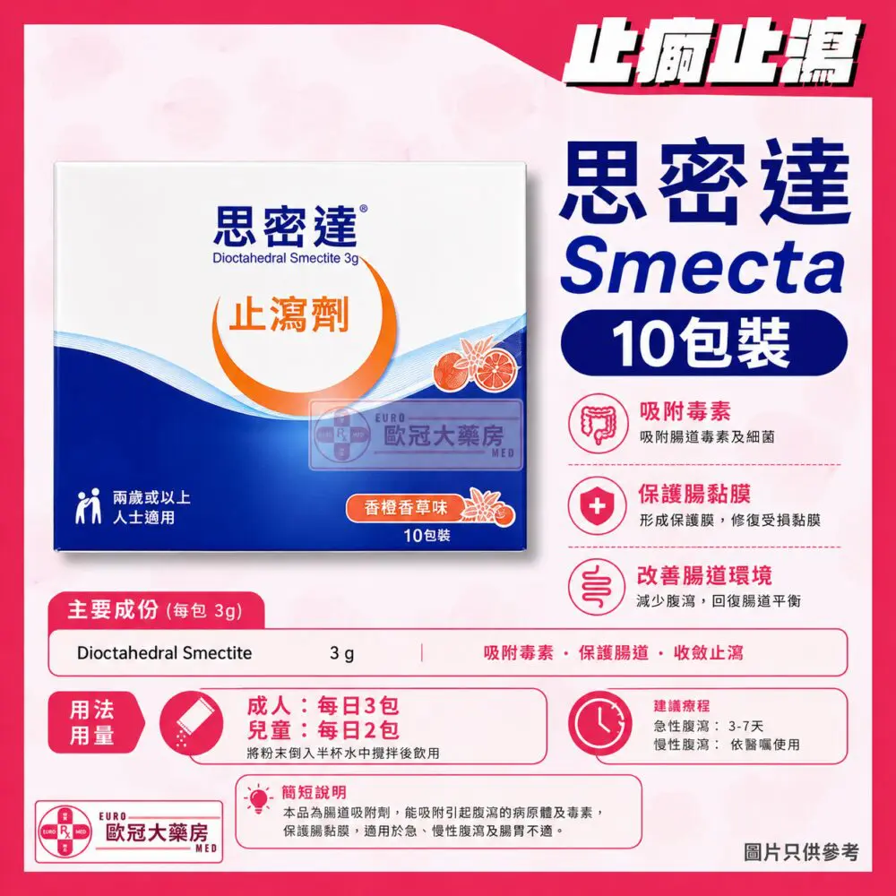 bccc5294-7b4b-439c-a920-ab244cae6326 思密達 蒙脫石散 粉劑 10包裝 Smecta (Diosmectite) Sachet (HK-34268)