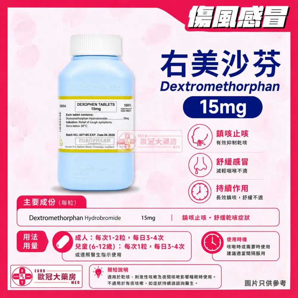 右美沙芬 Dexophen Dextromethorphan 15mg Tablet (HK-55448)