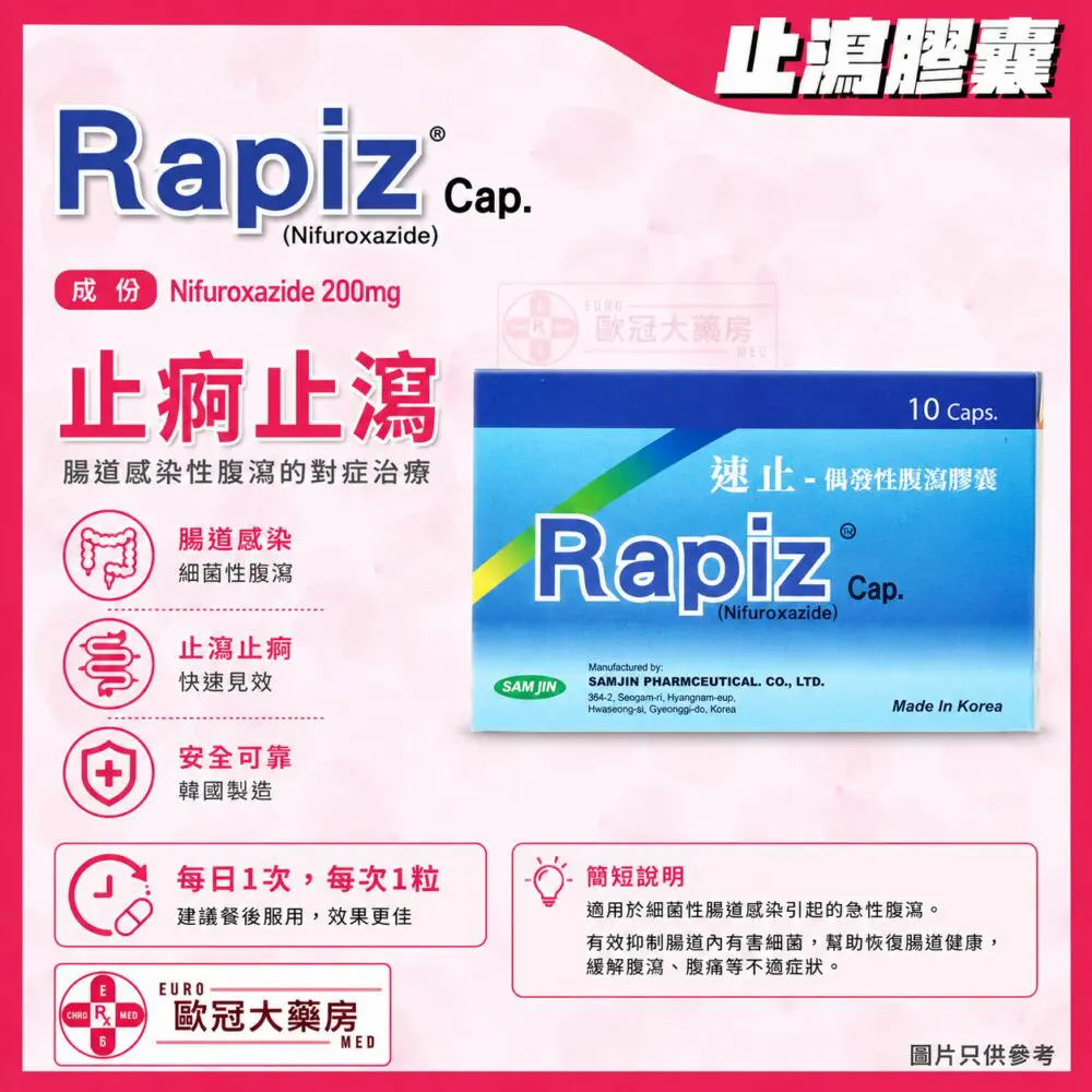 d43b3851-1fd9-43f5-90d0-3749d4718ff7 速止 止瀉藥 Rapiz Nifuroxazide 200mg Capsules (HK-63271)