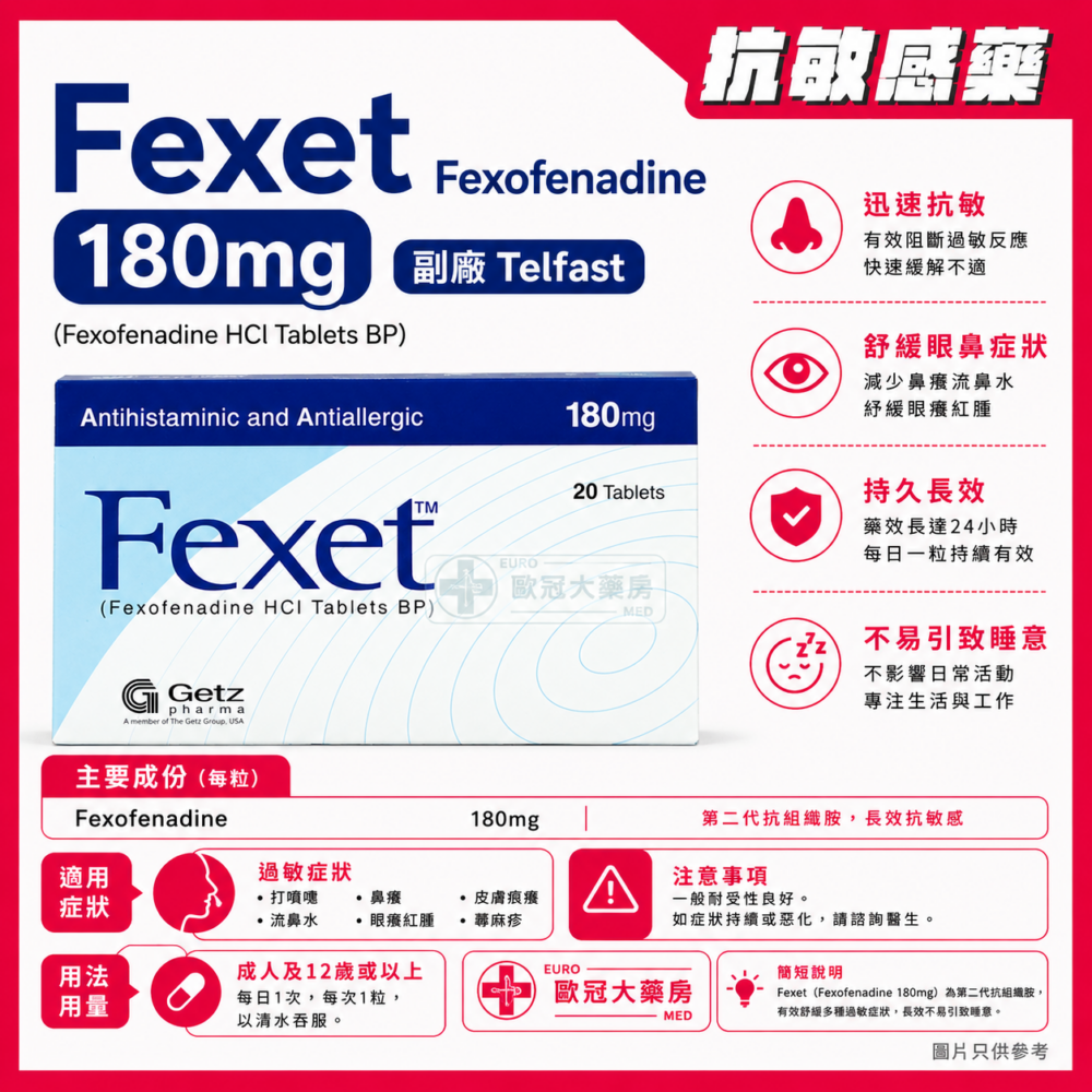 Fexet Fexofenadine 180mg Tablet (HK-56657)