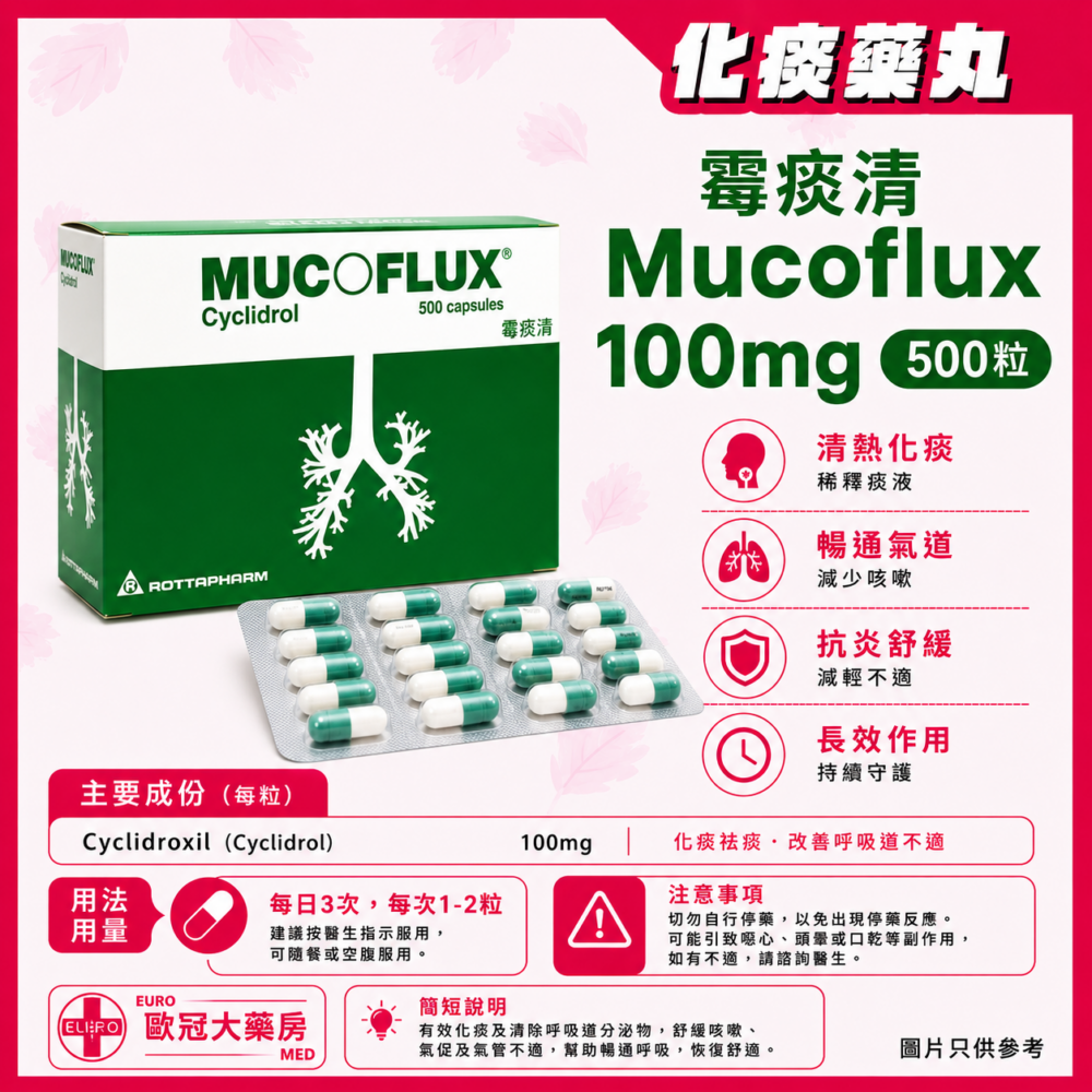 霉痰清 Mucoflux Sobrerol 100mg Capsule (HK-14592)