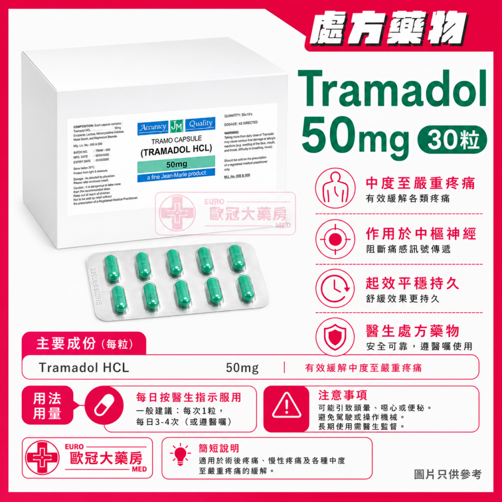 Tramadol HCL 50mg Capsules 300粒 (HK-38308)