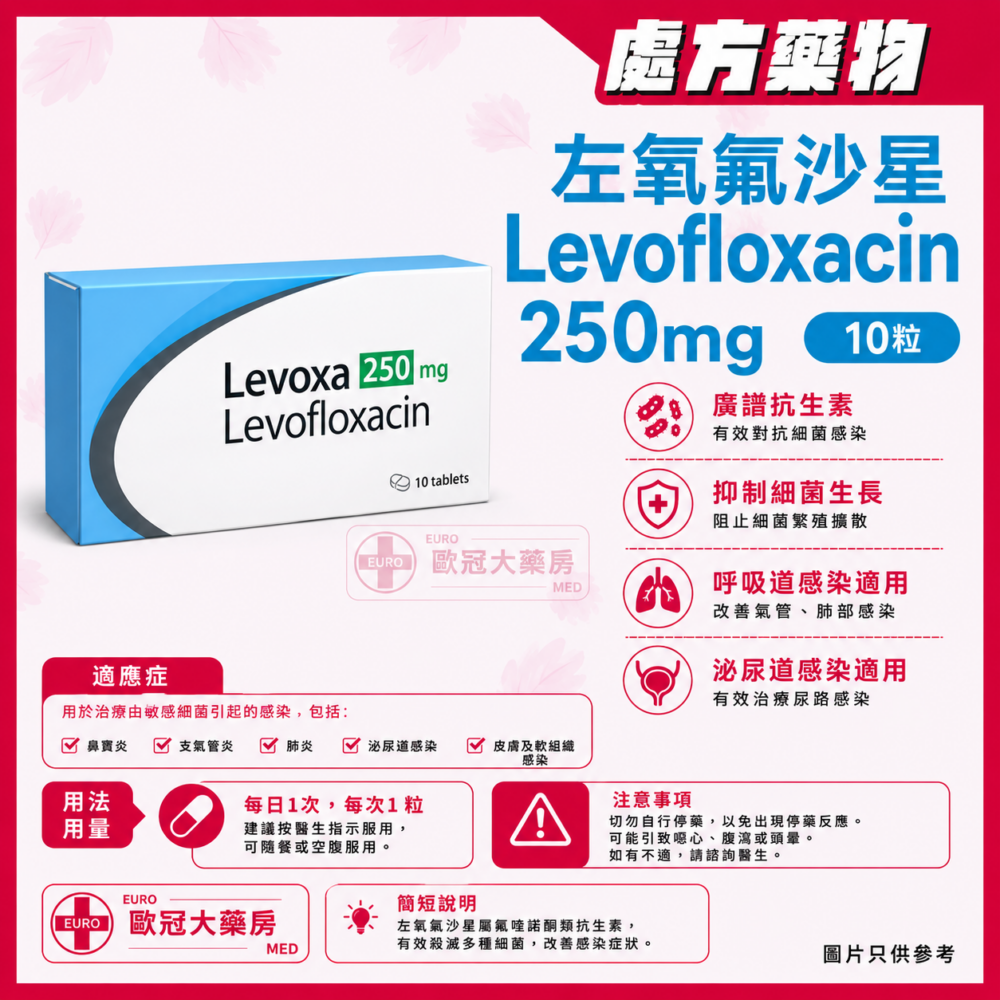 Levoxa Levofloxacin 250mg Tablet 左氧氟沙星 (HK-60187)