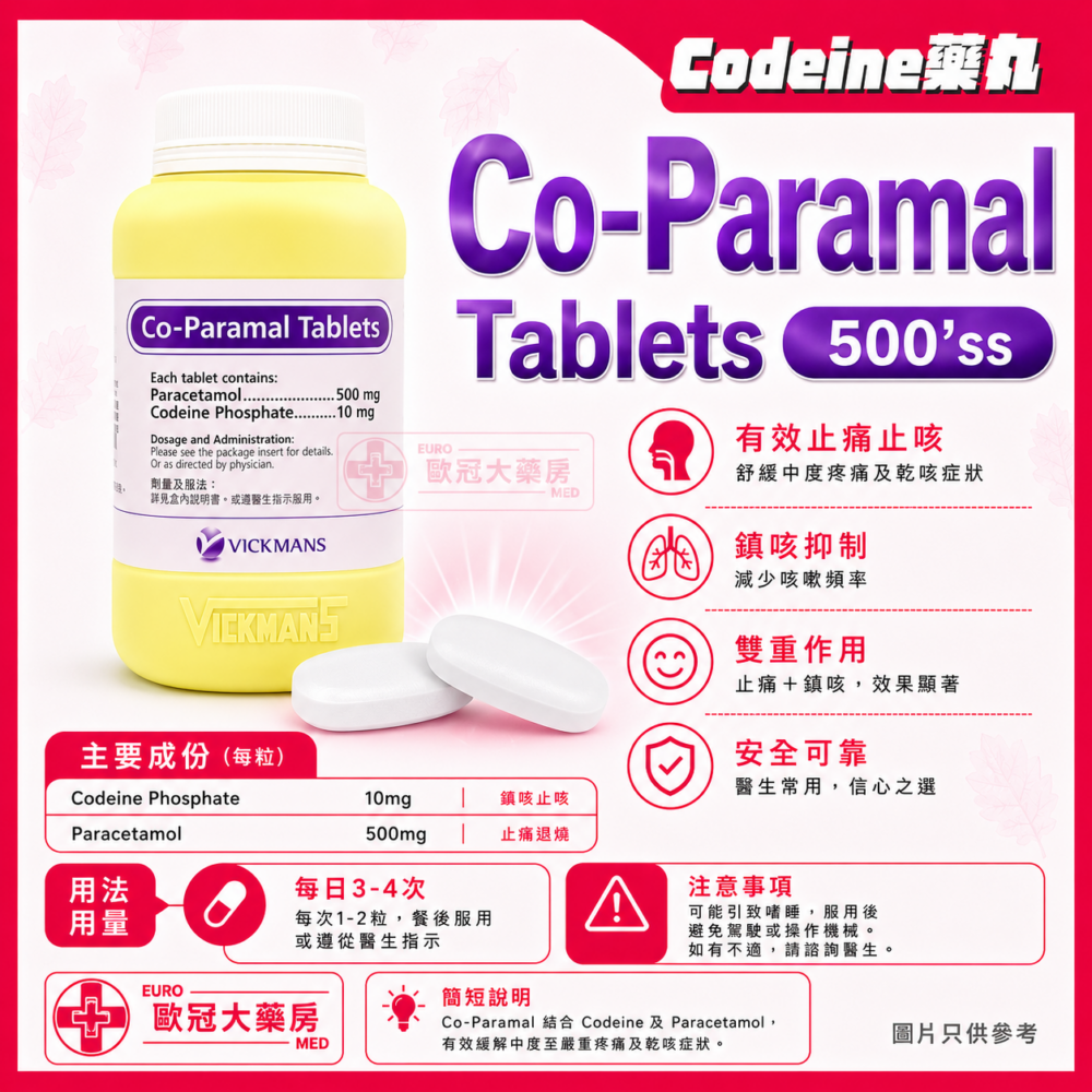Codeine 藥丸 Co-Paramal Tablets 500's (HK-68258)