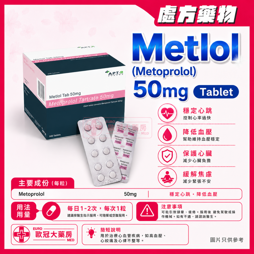 Metlol (Metoprolol) 50mg Tablet (HK-44466)