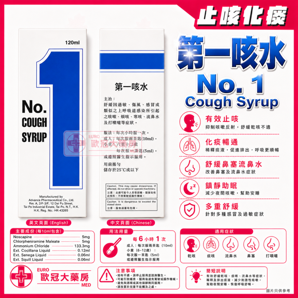 第一咳水 No. 1 Cough Syrup 120ml (HK-43265)