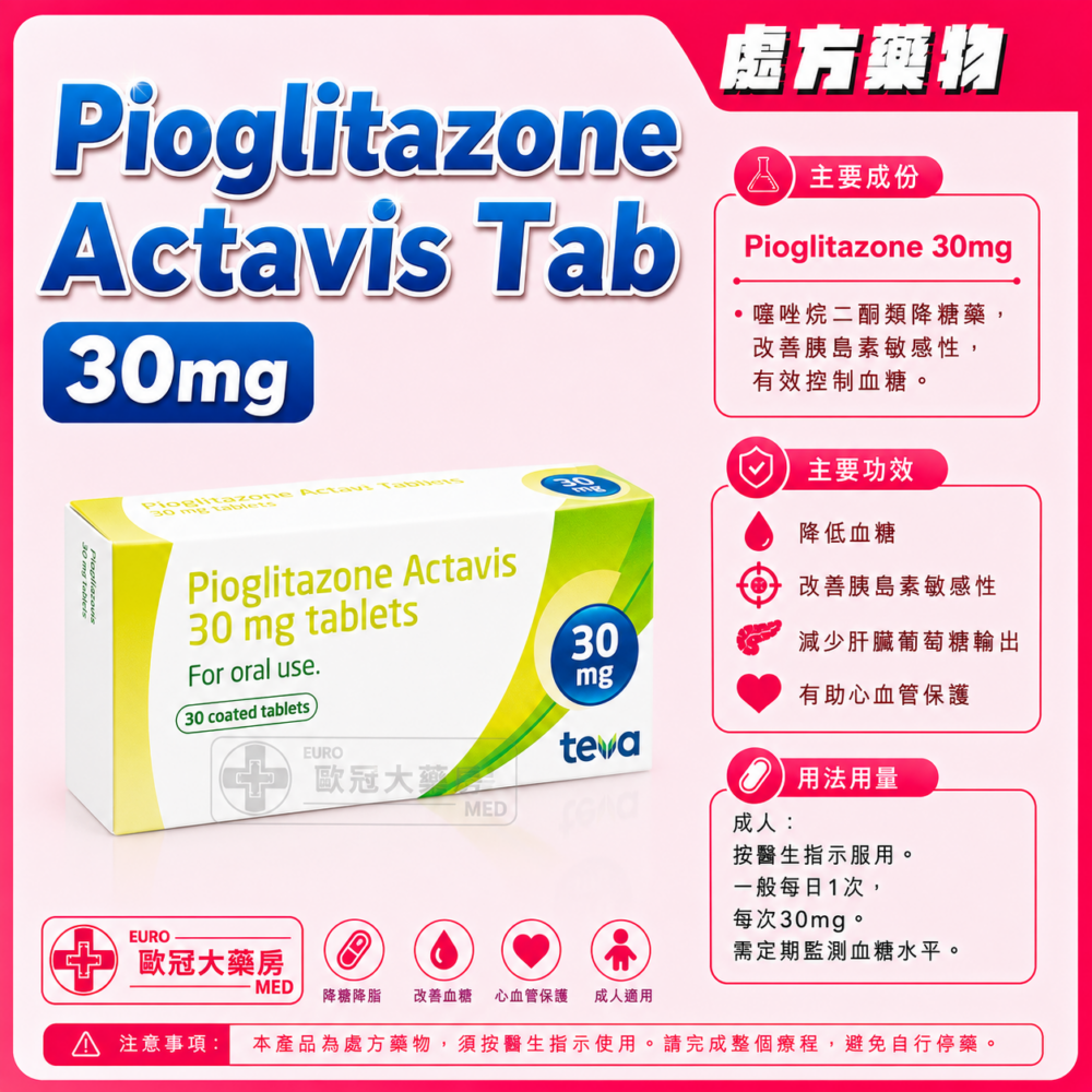 Pioglitazone Actavis Tab 30mg 30's (HK-61823) Pioglitazone Actavis Tab 30mg 30's (HK-61823)