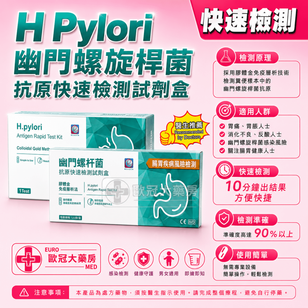 Reagen 幽門螺旋桿菌 抗原快速檢測試劑盒 H Pylori Antigen Rapid Test Kit