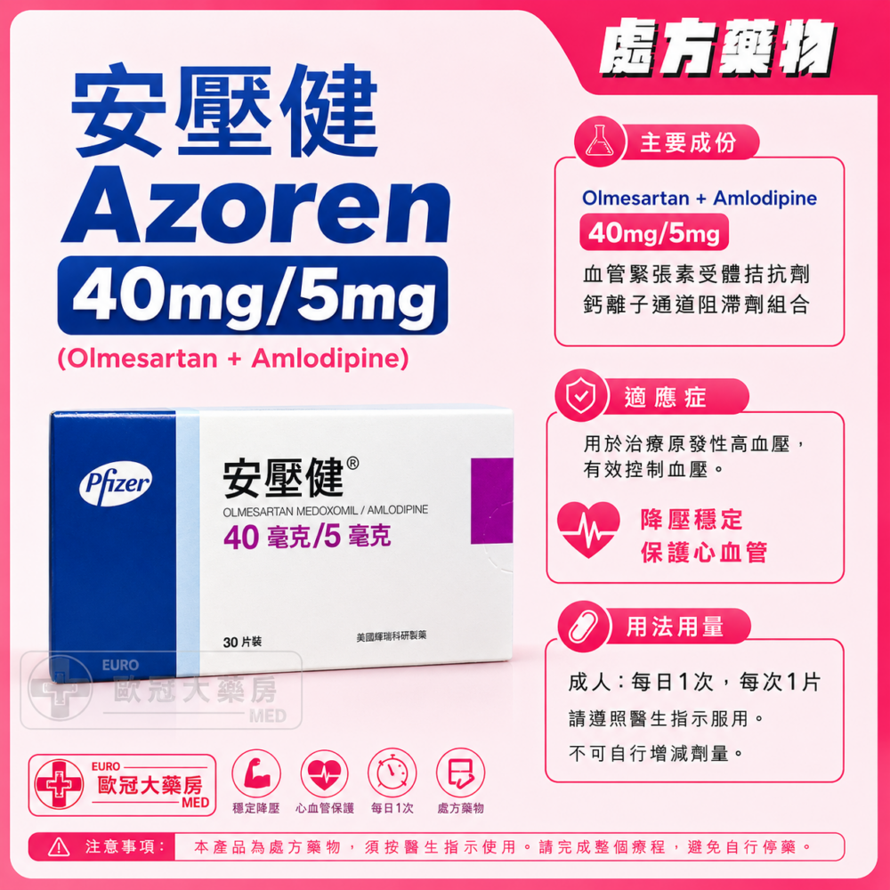 安壓健 Azoren 40mg/5mg (Olmesartan + Amlodipine) Tablets (HK-59800)