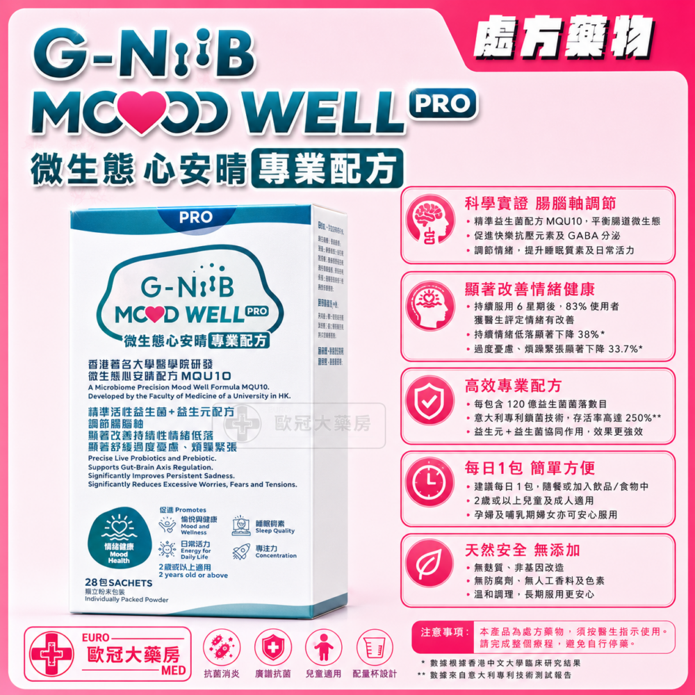 G-NiiB MOOD WELL PRO 微生態 心安晴專業配方 28包 G-NiiB MOOD WELL PRO 微生態 心安晴專業配方 28包