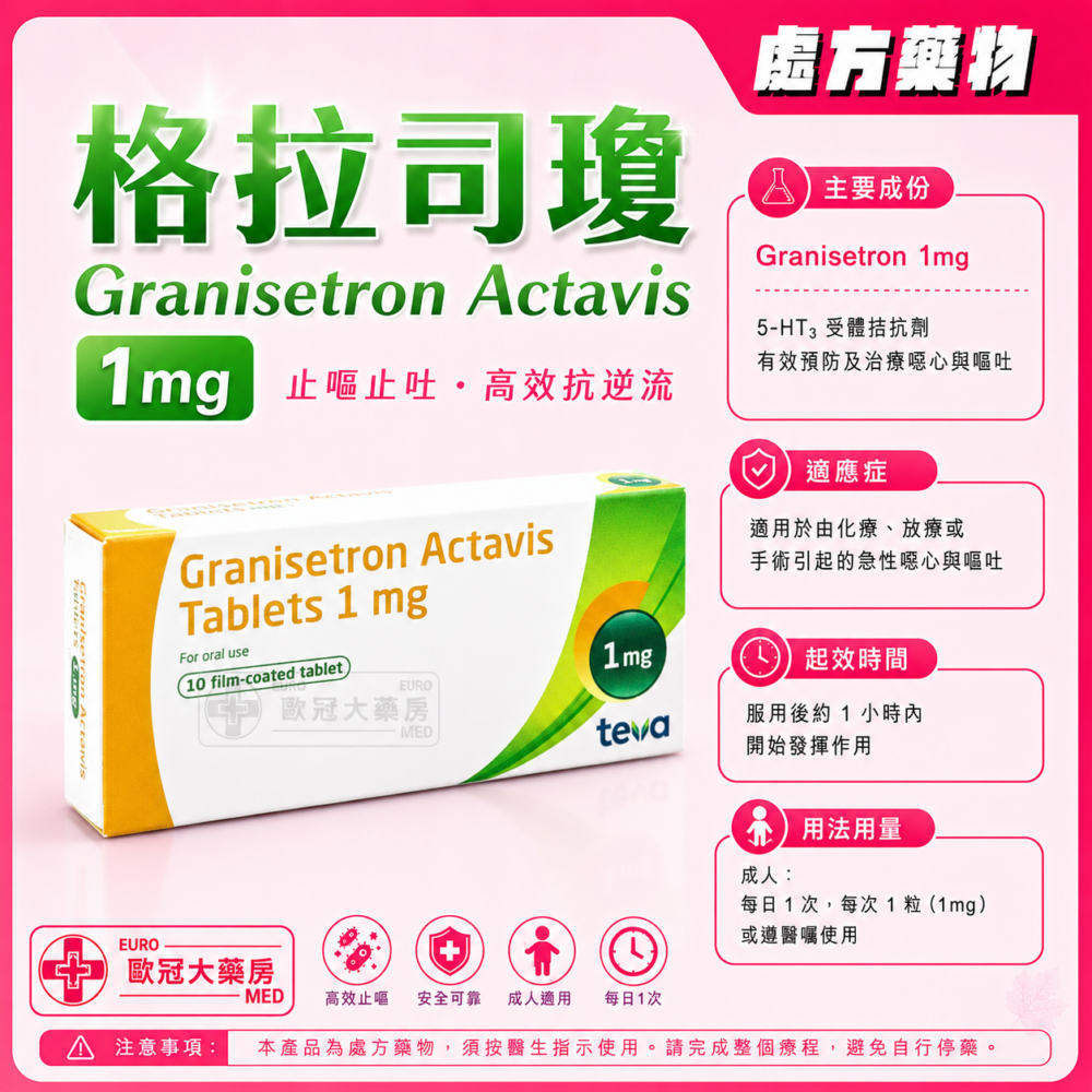 格拉司瓊 Granisetron Actavis Tab 1mg 10's (HK-60439)
