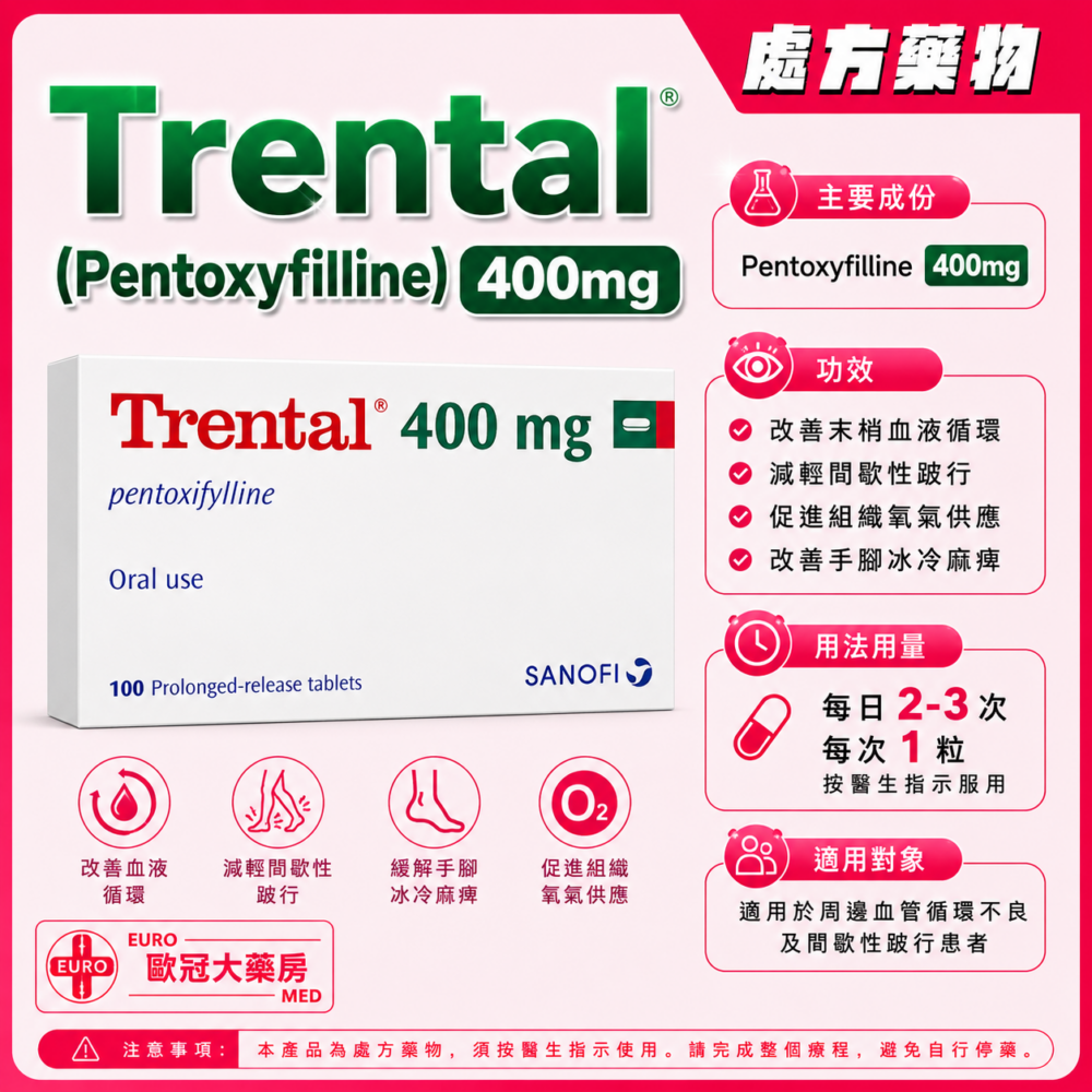 Trental (Pentoxyfilline) 400mg Tablet