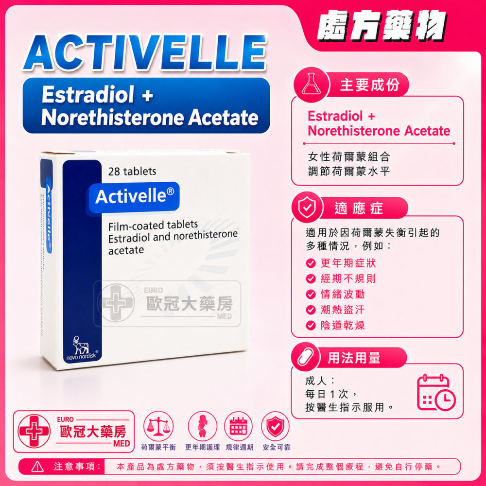 ACTIVELLE (Estradiol + Norethisterone Acetate) Tablet (HK-44368) ACTIVELLE (Estradiol + Norethisterone Acetate) Tablet (HK-44368)