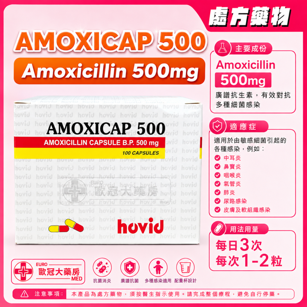 AMOXICAP 500 (Amoxicillin) 500mg Capsules (HK-41333) AMOXICAP 500 (Amoxicillin) 500mg Capsules (HK-41333)