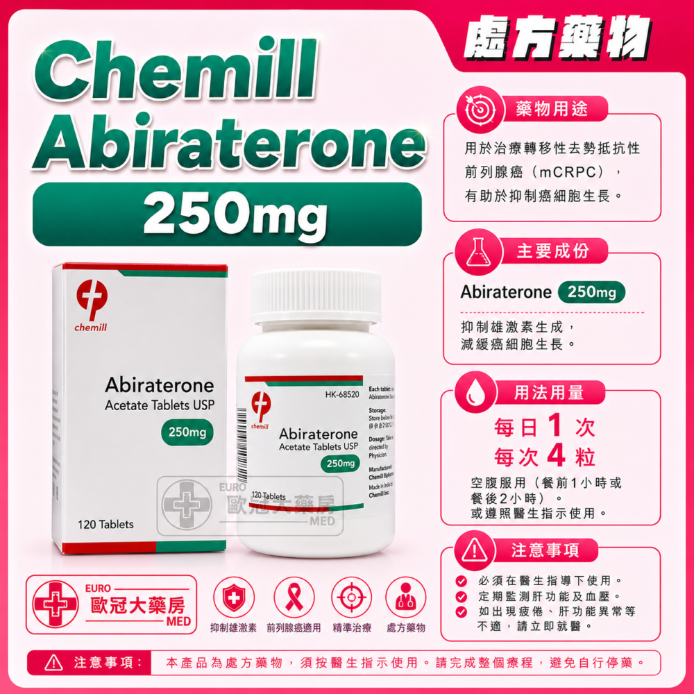 Chemill Abiraterone 250mg Tablet 120's (HK-68520)
