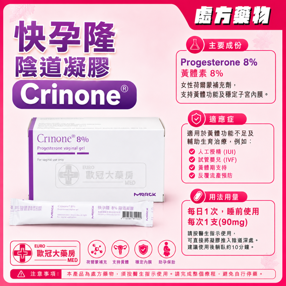 快孕隆 陰道凝膠 Crinone (Progesterone) 8% Vaginal Gel 15's (HK-44527)