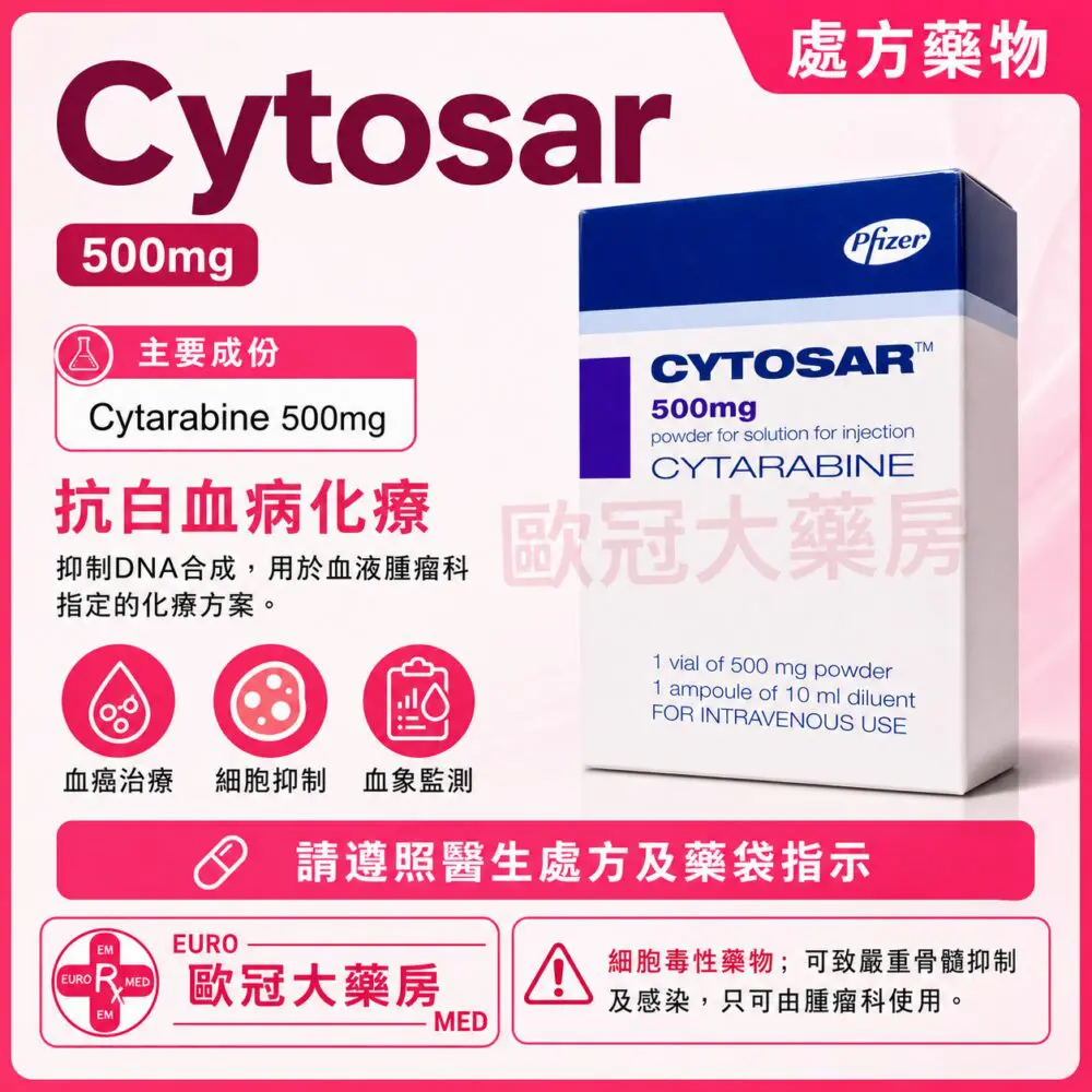 Cytosar (Cytarabine) 500mg Injection 1 Vial (HK-29543)