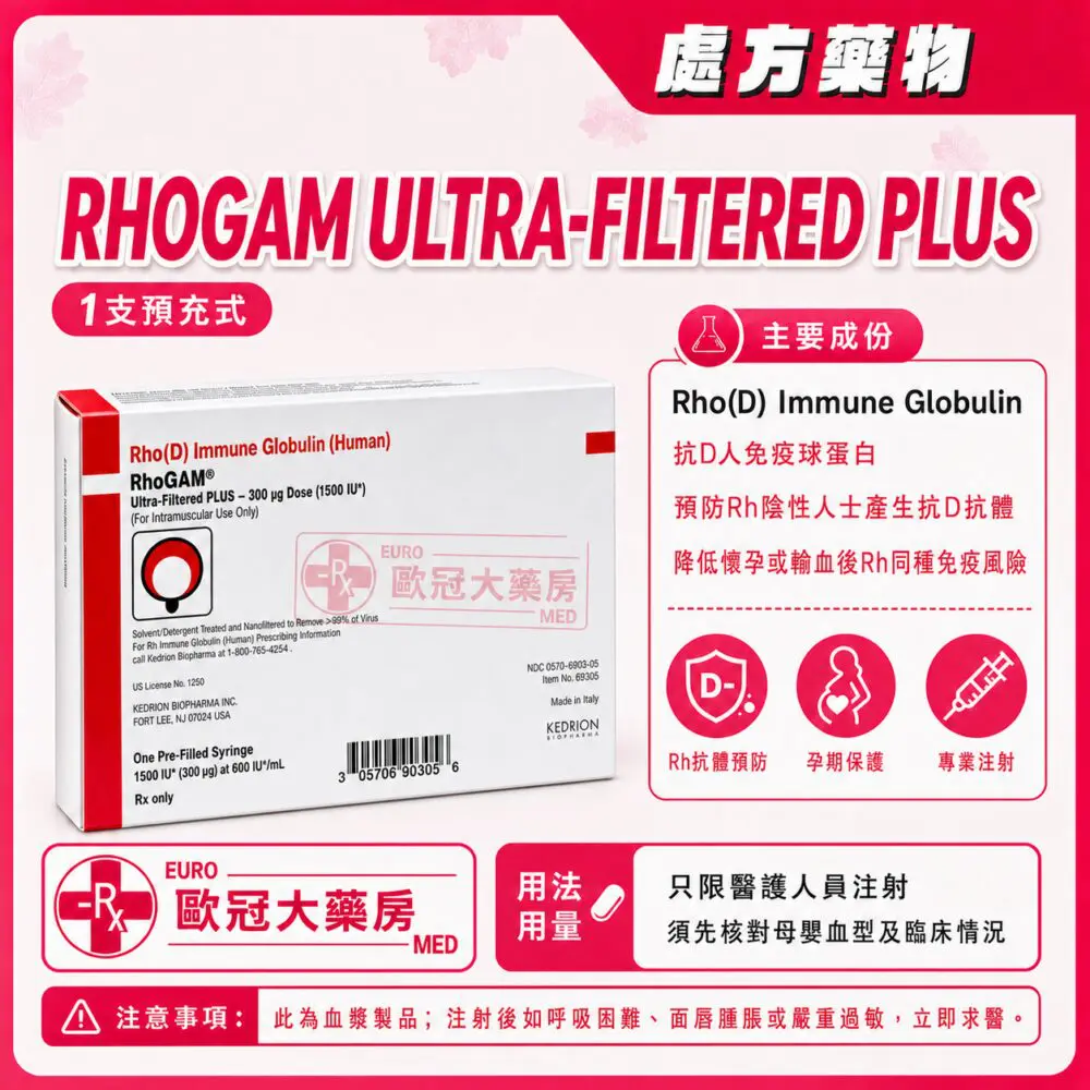抗D免疫球蛋白 RHOGAM Ultra-Filtered Plus Injection (Anti-D (Rho) Immunoglobulins) 1xPre-Filled Syringe Box (HK-57854) 抗D免疫球蛋白 RHOGAM Ultra-Filtered Plus Injection (Anti-D (Rho) Immunoglobulins) 1xPre-Filled Syringe Box (HK-57854)