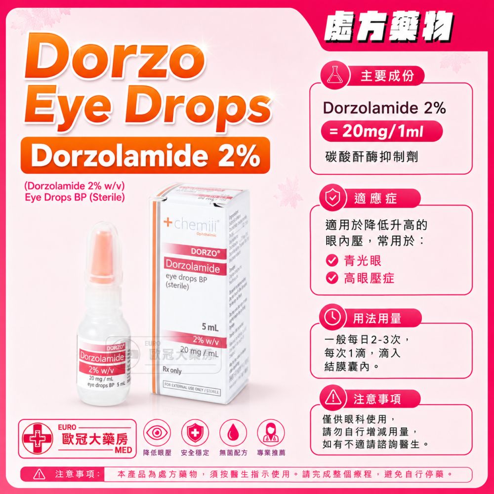 Dorzo (Dorzolamide 2%) Eye Drops 5ml (HK-64039)