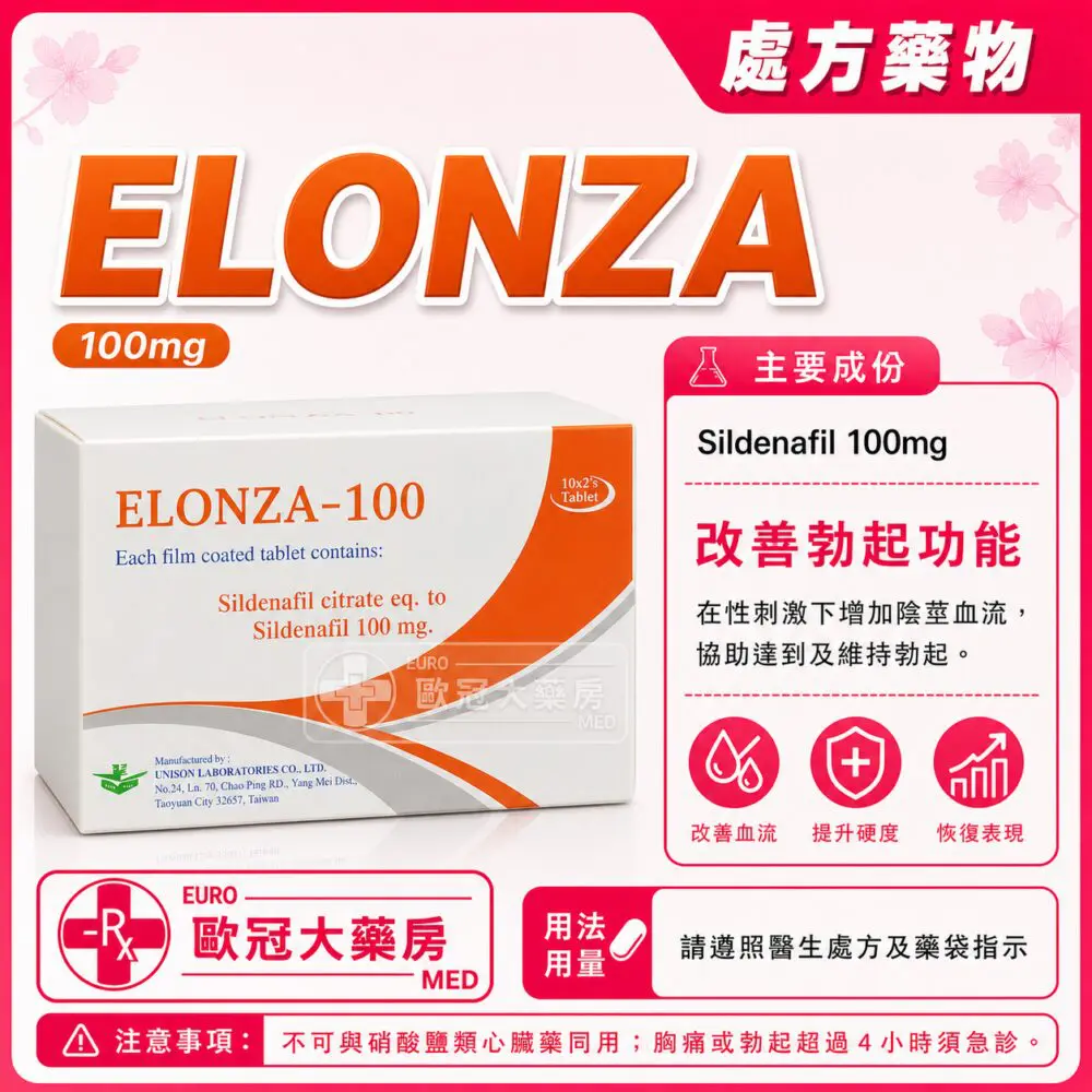 ELONZA (Sildenafil) 100mg Tablet 10x2's (HK-58267)