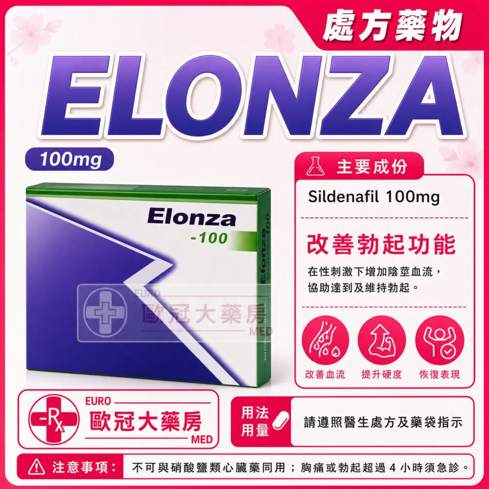 ELONZA (Sildenafil) 100mg Tablet 1x2's (HK-58267)