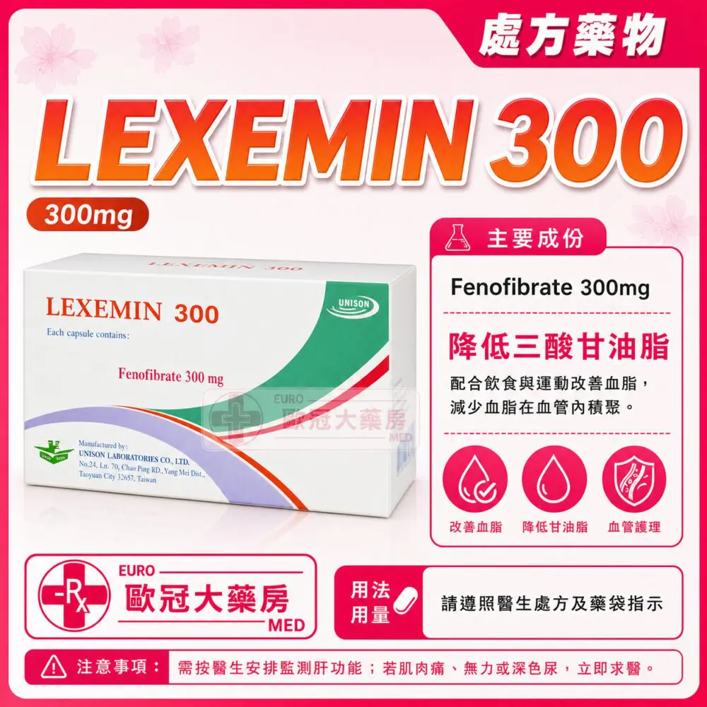 LEXEMIN 300 (Fenofibrate) 300mg Capsule 10x10's (HK-46001) LEXEMIN 300 (Fenofibrate) 300mg Capsule 10x10's (HK-46001)