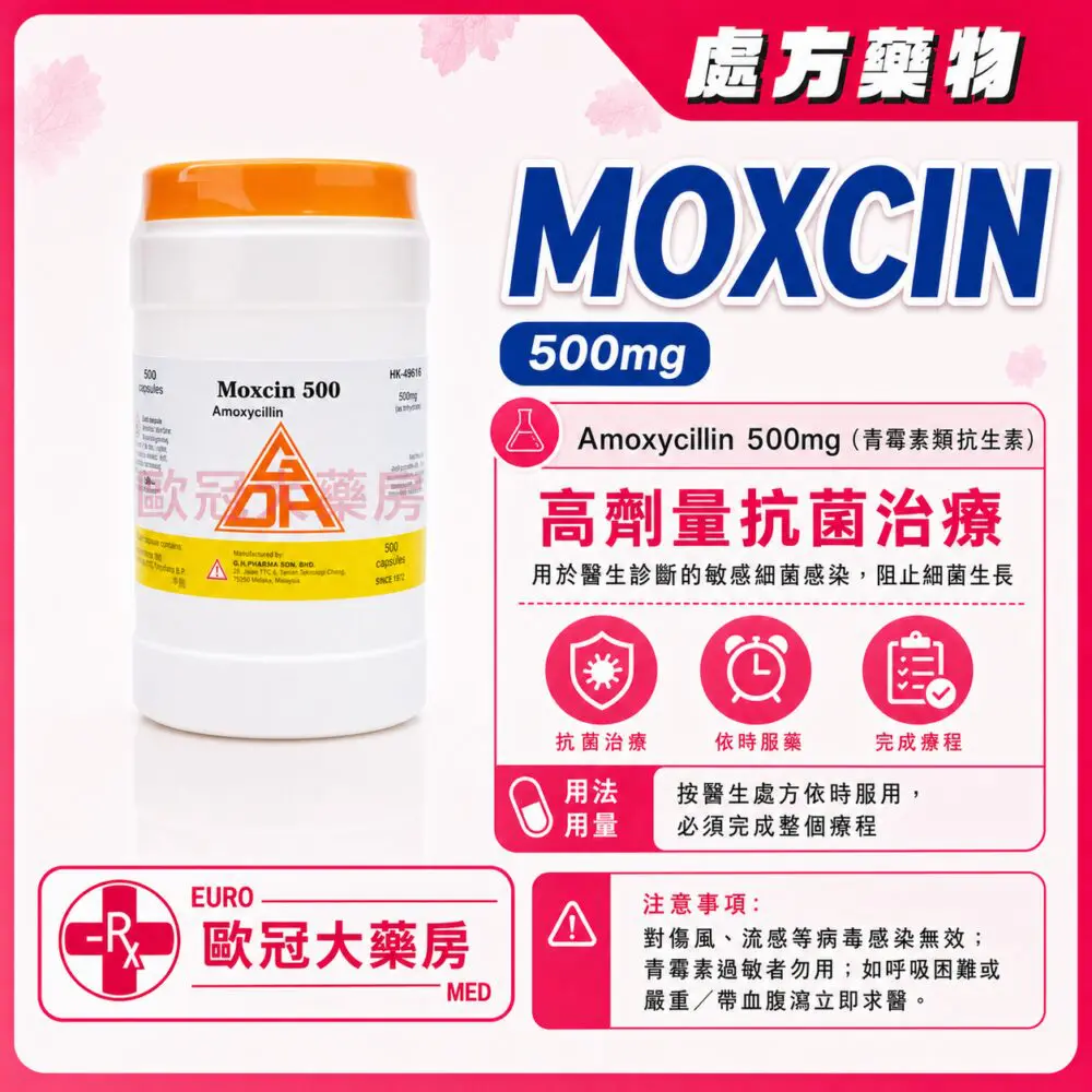 阿莫西林 MOXCIN (Amoxycillin) 500mg 500's (HK-49616) 阿莫西林 MOXCIN (Amoxycillin) 500mg 500's (HK-49616)