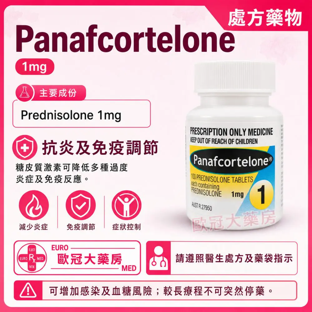 Panafcortelone (Prednisolone) 1mg Tablet 100's (HK-36807) Panafcortelone (Prednisolone) 1mg Tablet 100's (HK-36807)