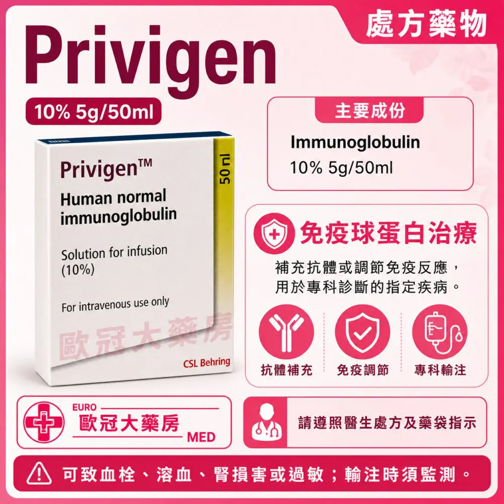 Privigen (Immunoglobulin) 10% 5g/50ml Injection 1 Vial (HK-62854) Privigen (Immunoglobulin) 10% 5g/50ml Injection 1 Vial (HK-62854)
