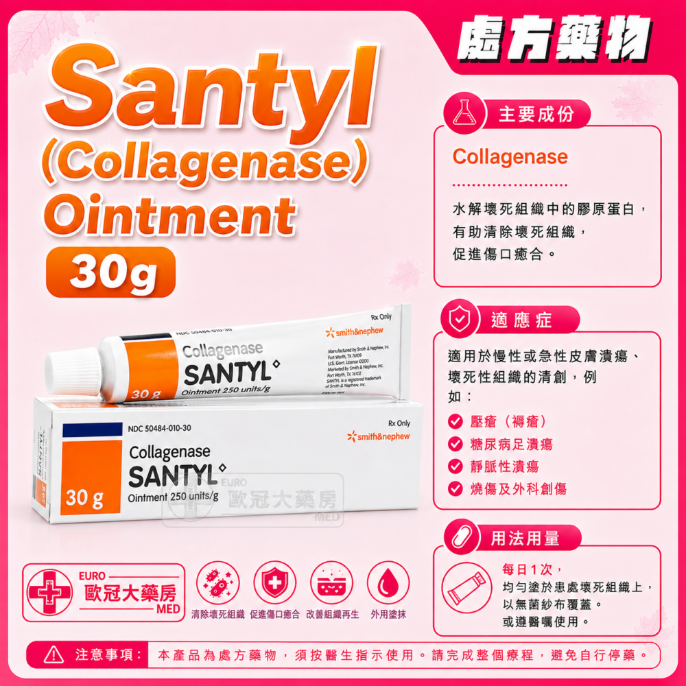 Santyl (Collagenase) Ointment 30g