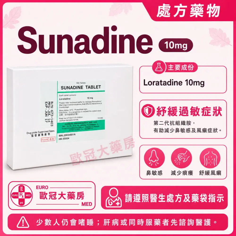 Sunadine (Loratadine) 10mg Tablet 500's