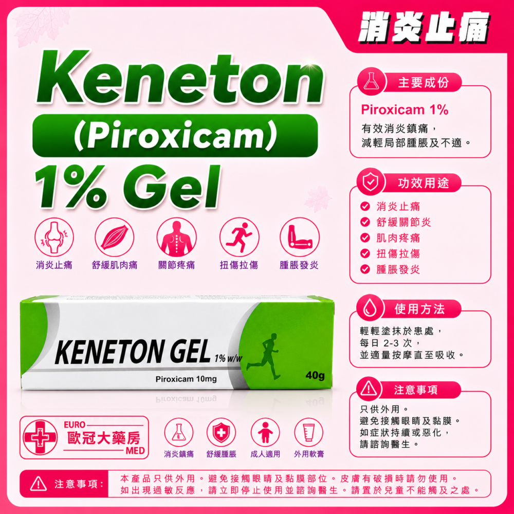 Keneton (Piroxicam) 1% Gel 40g (HK-62393)